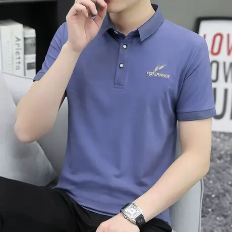 2022夏季新款短袖t恤男士翻领百搭网眼polo衫纯棉修身保罗衫衣服商品大图