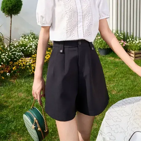 时尚气质休闲短款2023年夏季新款淑女温柔高腰显瘦通勤百搭直筒裤图片