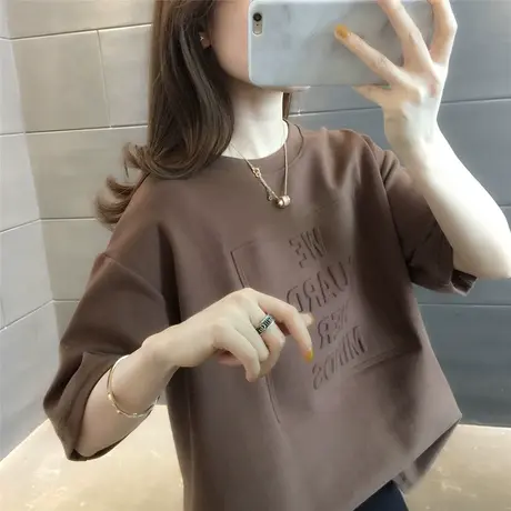 2023新款港风短袖t恤女夏设计感小众宽松韩潮原宿风欧美半袖上衣图片
