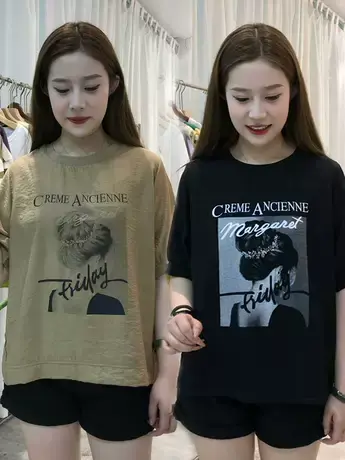 时尚短袖t恤女2023年夏季新款气质百搭减龄设计感休闲洋气小衫潮商品大图