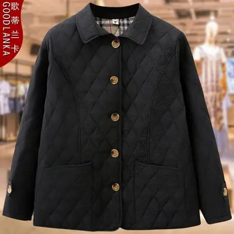 40-50岁中年妈妈冬季薄款小棉衣女200斤大码宽松夹棉翻领棉袄外套商品大图