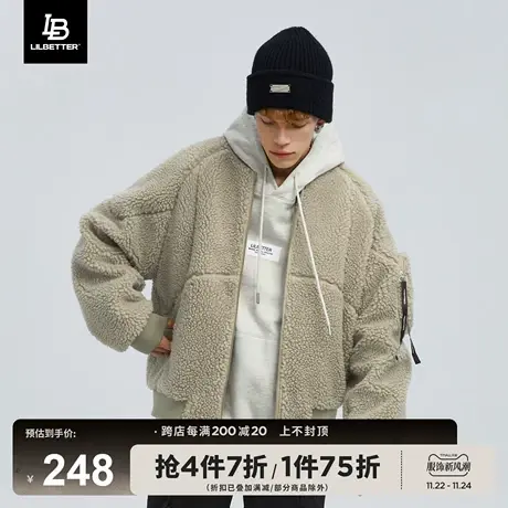 Lilbetter仿羊羔毛外套男加厚冬季棉衣潮牌棉服保暖高级宽松棉袄商品大图