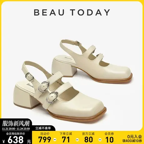 BeauToday玛丽珍凉鞋粗跟女新款时尚BT包头凉鞋女夏季浅口单鞋商品大图
