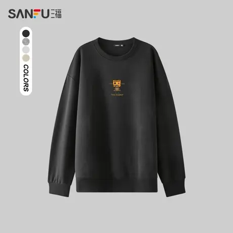 三福2023秋男士都市圆领卫衣  简约宽松人物结合电视设计476063商品大图