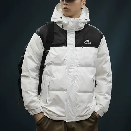 男款鸭绒外套冬季加厚保暖羽绒服美式潮牌休闲情侣面包服连帽上衣图片