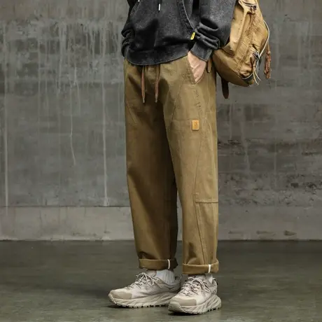 时尚裤子男款潮流束脚工装裤舒适百搭工装裤大码男装裤子潮流男装商品大图