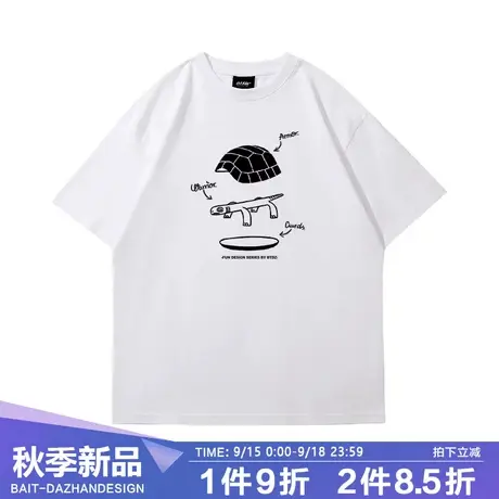 韩系ins风趣味分解小乌龟短袖情侣t恤半袖2023夏季新款纯棉运动T商品大图