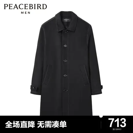 太平鸟男装奥莱 明线毛呢大衣男图片