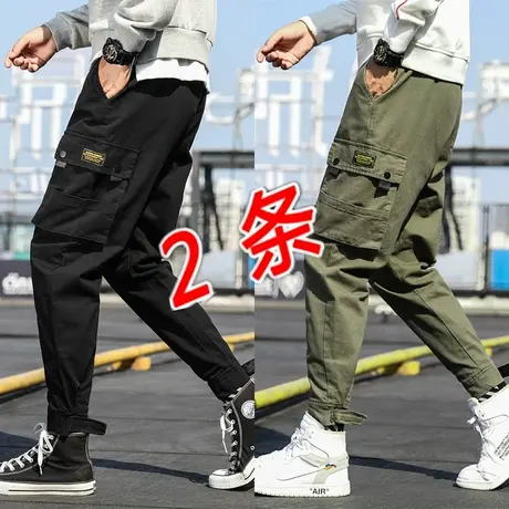 cargo工装裤男潮牌束脚坠感直筒宽松ins国潮秋季裤子男士休闲长裤图片
