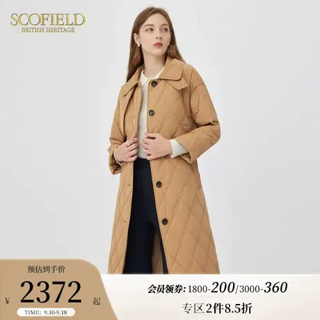 Scofield女装通勤复古简约保暖收腰外套休闲中长款棉服秋冬新品商品大图