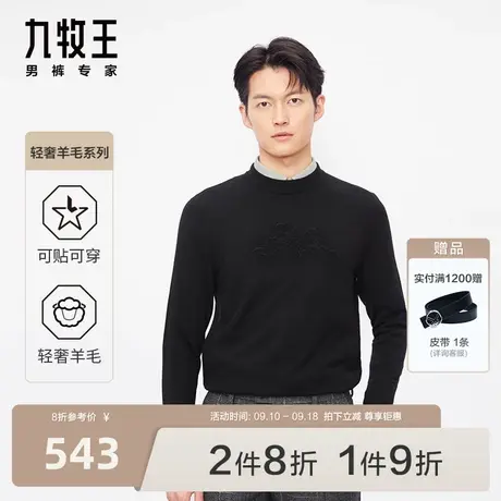 九牧王男装羊毛衫2023秋冬款半高领专柜品质易打理轻奢羊毛衣BN图片