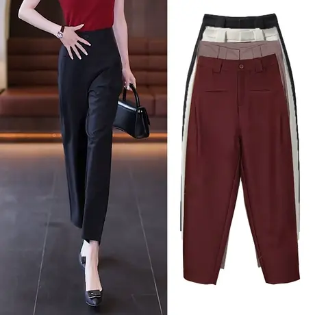 香蕉裤女2023新款夏季韩版高腰显瘦直筒裤小个子宽松哈伦九分裤子商品大图