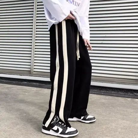 开叉阔腿裤女夏季薄款宽松小个子高腰直筒垂感休闲拖地长裤潮ins图片