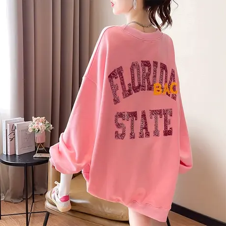 早秋装卫衣女春秋季韩版宽松中长款ins薄款百搭长袖外套连衣裙潮商品大图