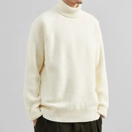 冬季加厚高领毛衣男士纯色针织衫韩版潮牌潮流慵懒风打底保暖线衣商品大图