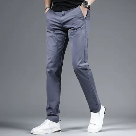 男士休闲裤夏季轻薄款2023新款修身直筒弹力百搭商务男装裤子宝蓝商品大图