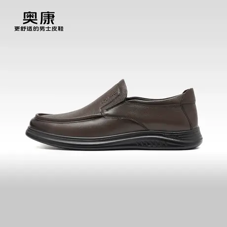 【门店发货】奥康男鞋春秋季新款低帮休闲真皮一脚蹬软底皮鞋图片