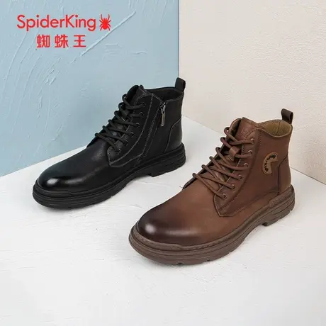 SPIDER KING/蜘蛛王马丁靴真皮2023秋冬新款男靴高帮布里休闲潮流图片
