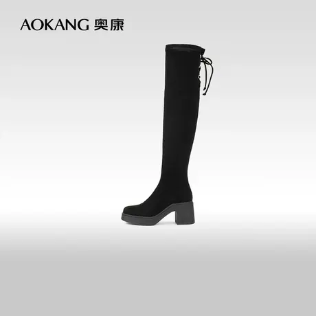 【门店发货】奥康女鞋 冬季新款气质时髦过膝弹力长靴骑士靴图片