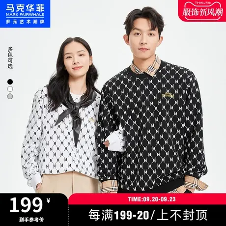 马克华菲字母满印圆领卫衣男2023秋季新款潮流美式休闲圆领上衣商品大图