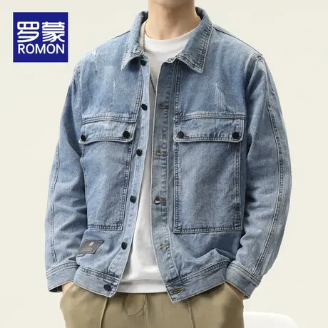罗蒙工装牛仔夹克男款2023新款秋季男士宽松衣服潮牌外套男春秋款商品大图