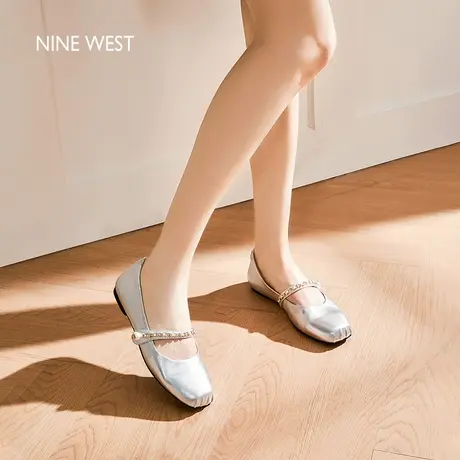 Nine West/玖熙玛丽珍鞋2025夏季新款法式绝美单鞋羊皮平底一脚蹬图片