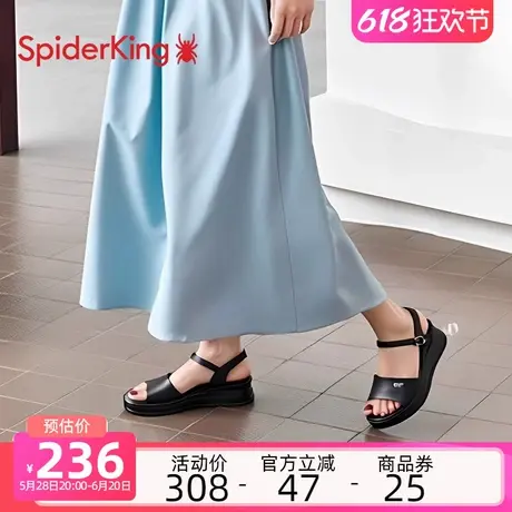 蜘蛛王凉鞋女2025夏季新款外穿百搭牛皮凉鞋软底坡跟不累脚妈妈鞋商品大图