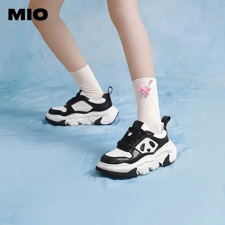 [刘逸云Amber同款]MIO米奥脏脏鞋休闲鞋小白鞋厚底板鞋黑白熊猫鞋图片