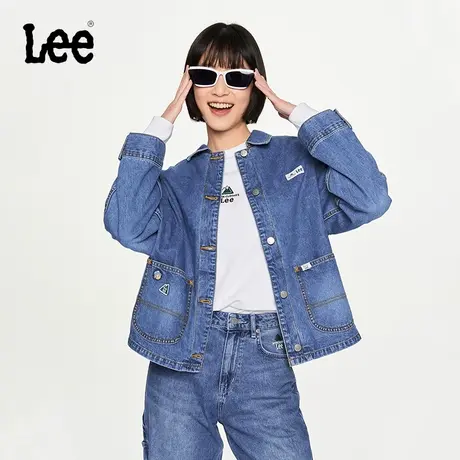 Lee商场同款buddy lee23秋冬新品舒适版中蓝色防泼水女牛仔外套潮图片