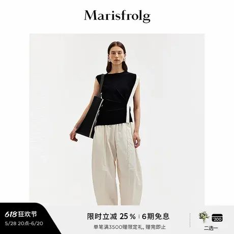 【轻礼系列】玛丝菲尔夏季时尚双侧织带黑色礼服背心上衣图片