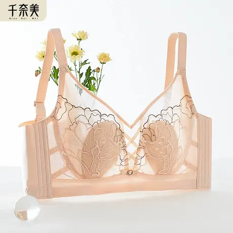 千奈美内衣女大胸显小薄款文胸兔耳杯防凸点透气全罩杯收副乳胸罩商品大图