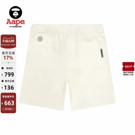 Aape旗舰店男装春夏猿人徽章休闲潮流水洗牛仔短裤B668XAO图片