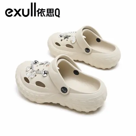 exull/依思Q洞洞鞋女夏季新款外穿厚底踩屎感增高防滑沙滩拖鞋女图片