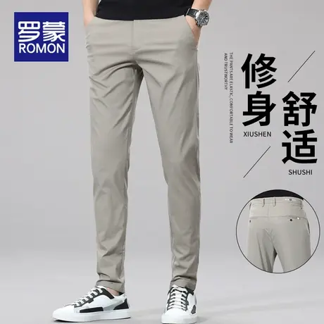 罗蒙冰丝休闲裤男潮牌修身小脚男士裤子2025新款西裤夏季薄款长裤商品大图