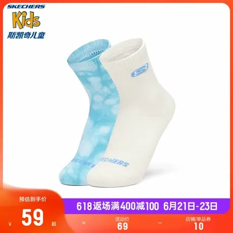 Skechers斯凯奇儿童袜子抗菌防臭运动袜男女童秋时尚中筒袜2双装图片