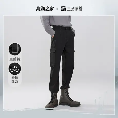 HLA/海澜之家工装风休闲裤新款春夏季大口袋宽松薄运动裤子男士图片