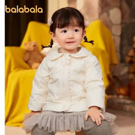 巴拉巴拉儿童羽绒服女童冬季婴儿外套造型花边翻领甜美可爱保暖萌图片