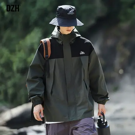 男士户外冲锋衣高级感登山服休闲男装新款夹克防风工装外套男春秋商品大图