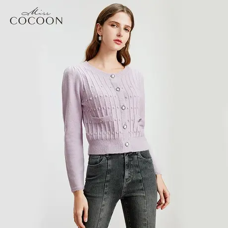 missCOCOON羊毛针织衫女2022新款春别致短款修身开衫小众毛衣外套图片