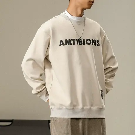 韩版潮流秋季男装休闲卫时尚字母衣潮牌卫衣青少年简约圆领卫衣图片