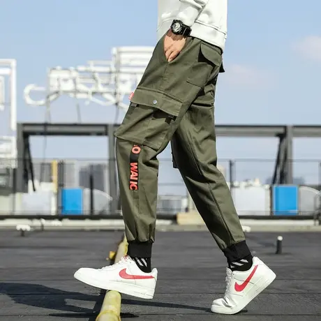 工装裤子男春秋季美式街头复古潮牌束脚休闲运动裤长裤机能冲锋裤商品大图