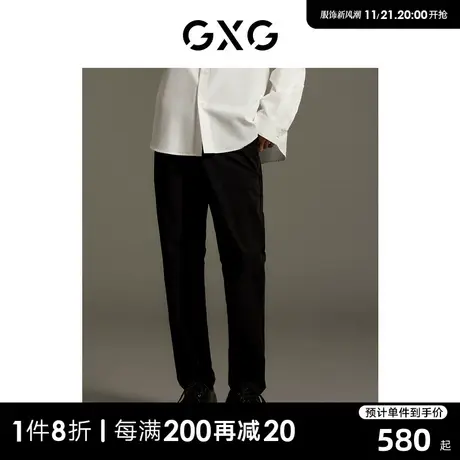 GXG男装  商场同款 黑色宽松束脚休闲裤23秋季新品GEX10212603商品大图