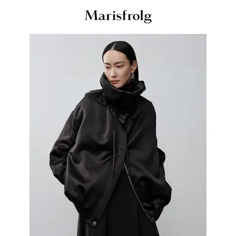 【商场同款】玛丝菲尔冬季新款黑色短款风衣式轻薄羽绒服商品大图