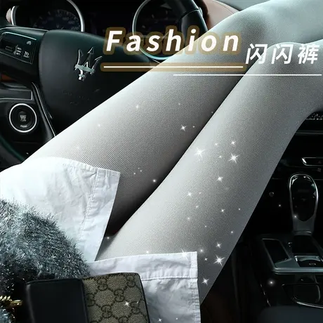 blingbling网红打底裤银丝银葱闪亮女春秋薄款外穿九分连脚连裤袜商品大图