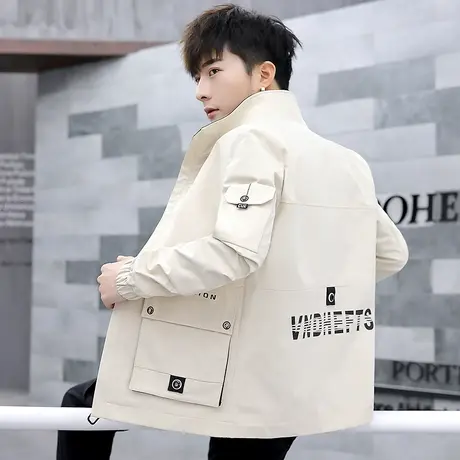 夹克男2023年春秋季新款休闲工装帅气男装外套学生韩版潮流上衣服图片