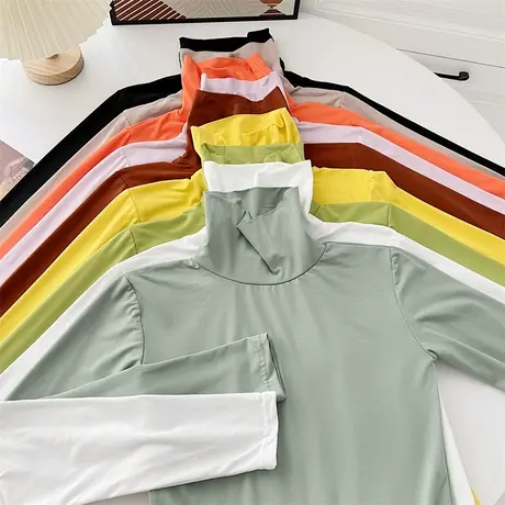 半高领双面德绒打底衫女春秋冬内搭长袖加绒2022新款洋气保暖上衣商品大图