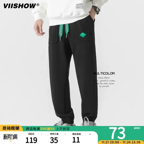 VIISHOW春秋季日系复古潮牌休闲运动裤男士宽松百搭裤子男卫裤男图片
