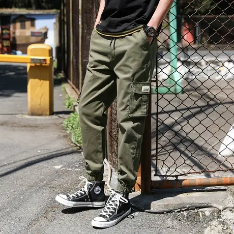 迷彩工装裤男潮牌束脚宽松九分男士休闲裤子男韩版潮流夏季薄款商品大图