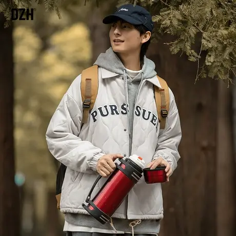 男士翻领加厚棉衣男冬季新款潮牌美式山系棉服宽松刺绣棉外套冬装商品大图