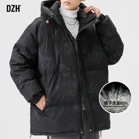 男士满印连帽羽绒服男潮牌冬季加厚保暖外套2024新款羽绒飞行夹克图片